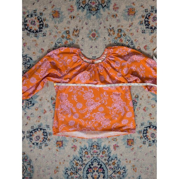 Xirena Scoop Keyhole Neck Blouse with Raglan Sleeves in Tropicana Orange -‎ XS - Picture 6 of 11